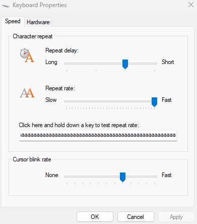 Keyboard Repeat Delay