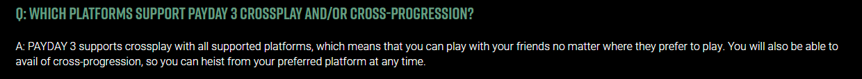 Payday 3 Cross Platform